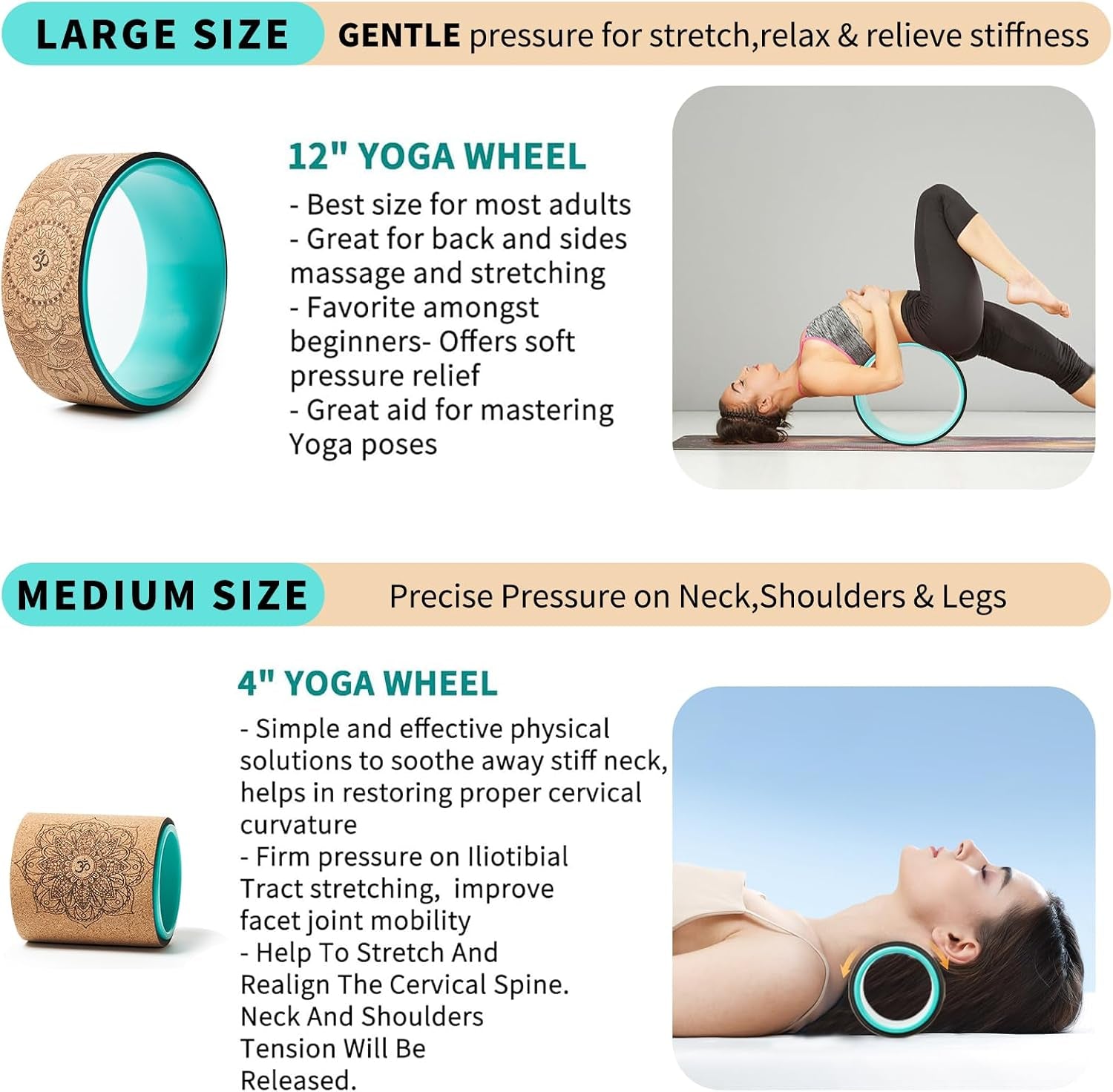 Cork Yoga Wheel for Backbends, Deep Stretch & Spine Relief