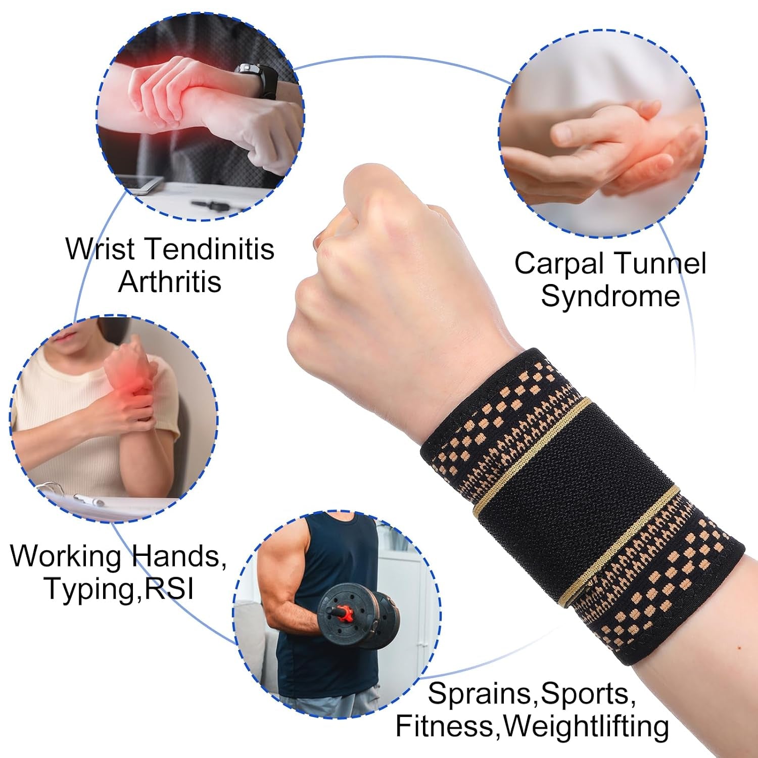 Copper-Infused Wrist Compression Sleeve for Workout Support