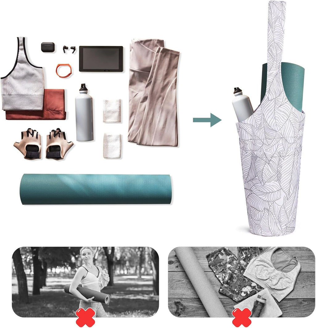 Yoga Mat Carrier Bag with Pockets – Easy Carry Shoulder Strap