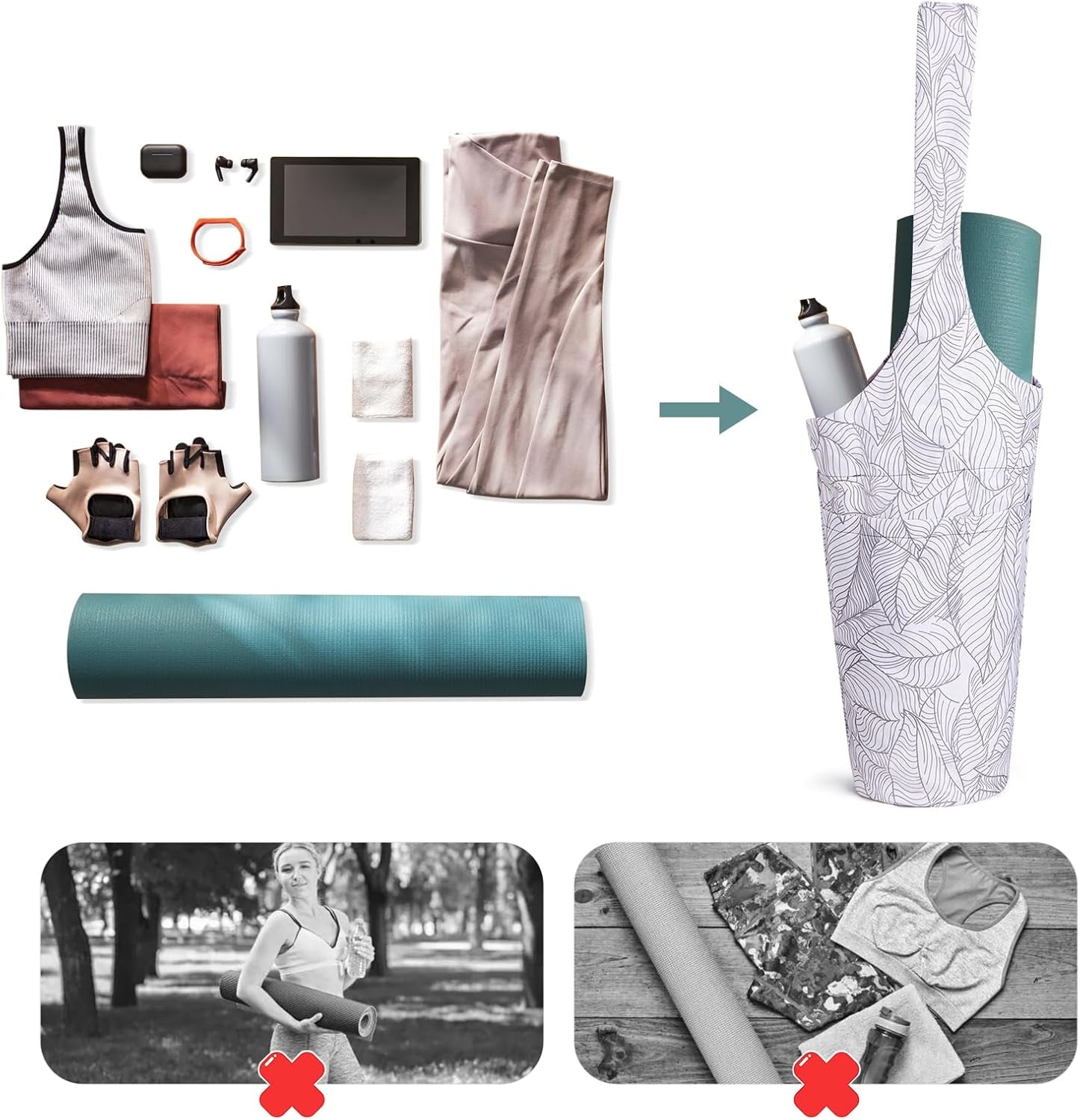 Yoga Mat Carrier Bag with Pockets – Easy Carry Shoulder Strap