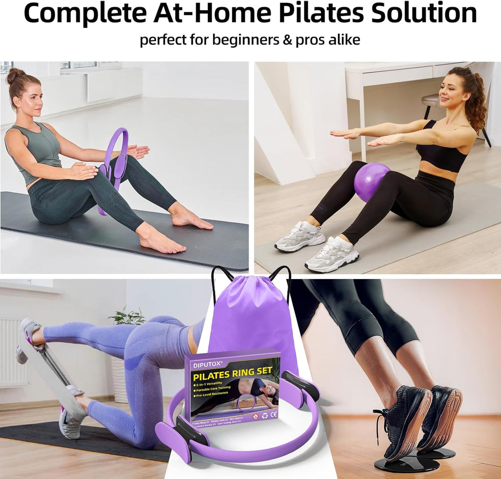 Pilates Magic Circle Ring Kit with Resistance Bands & Ball