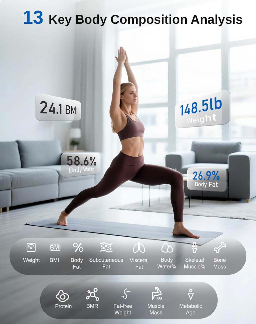GE Smart Body Fat Scale with BMI & Bluetooth App Tracking