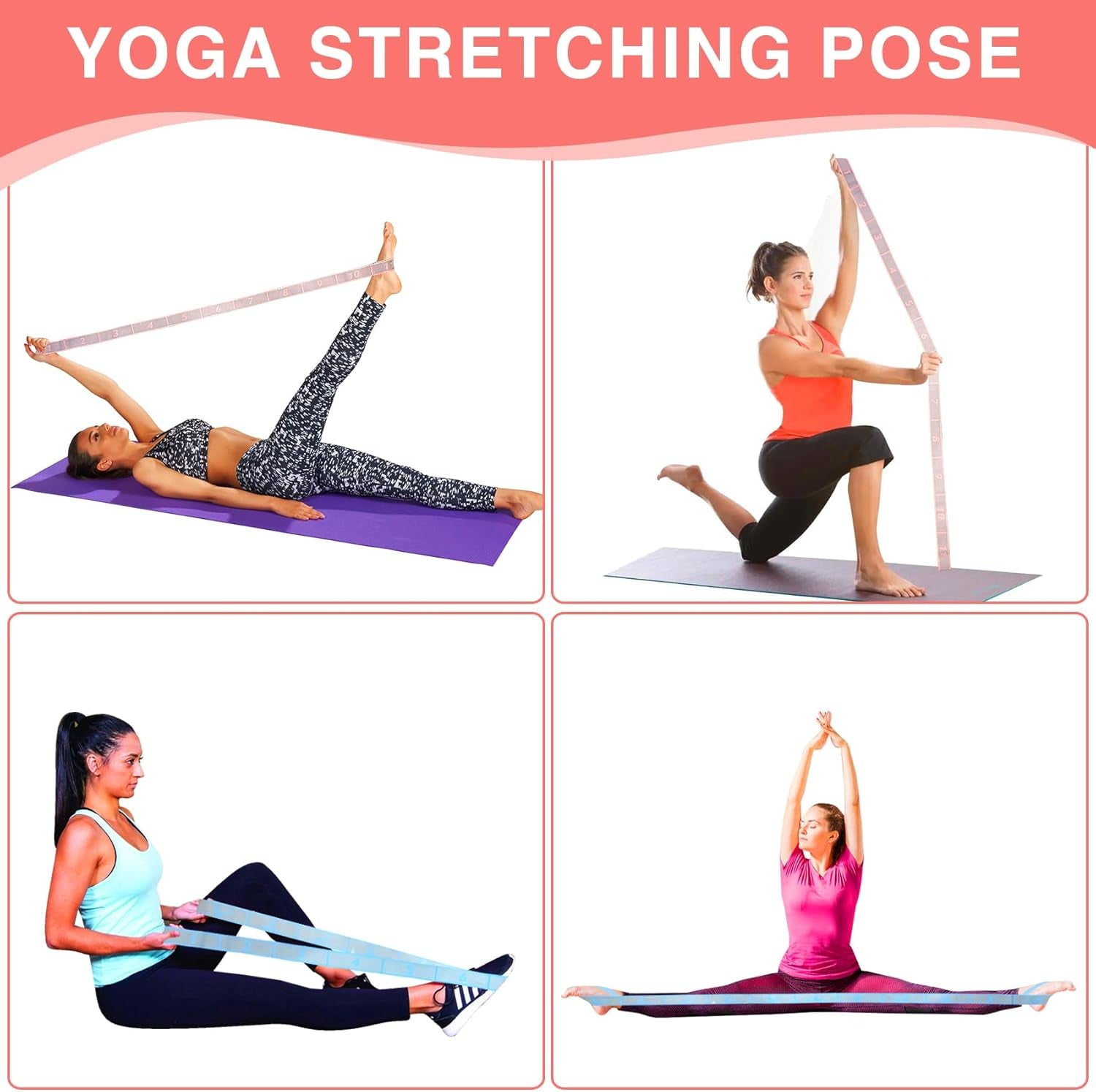 Elastic Stretching Strap with Loops for Yoga & Physical Therapy