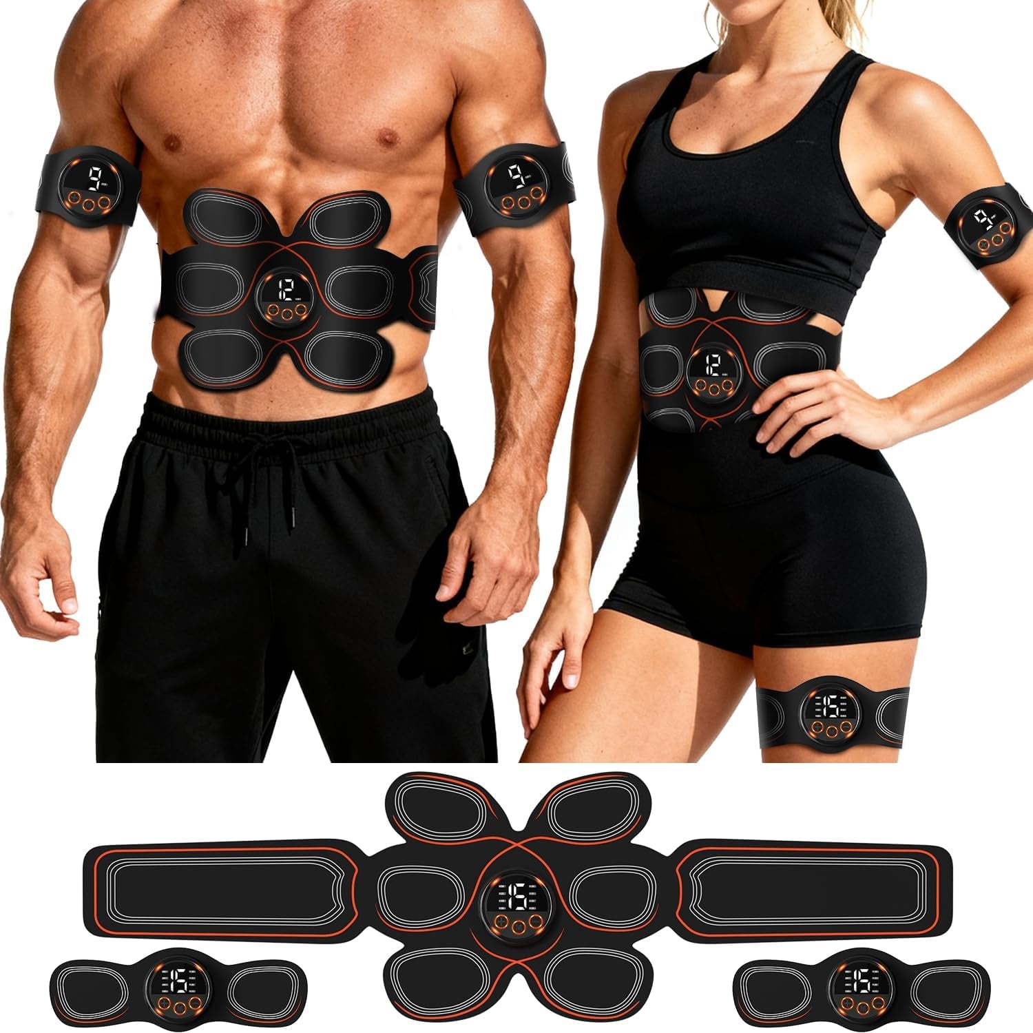 EMS Abs Muscle Stimulator – Toning Belt for Abdomen, Arms & Thighs
