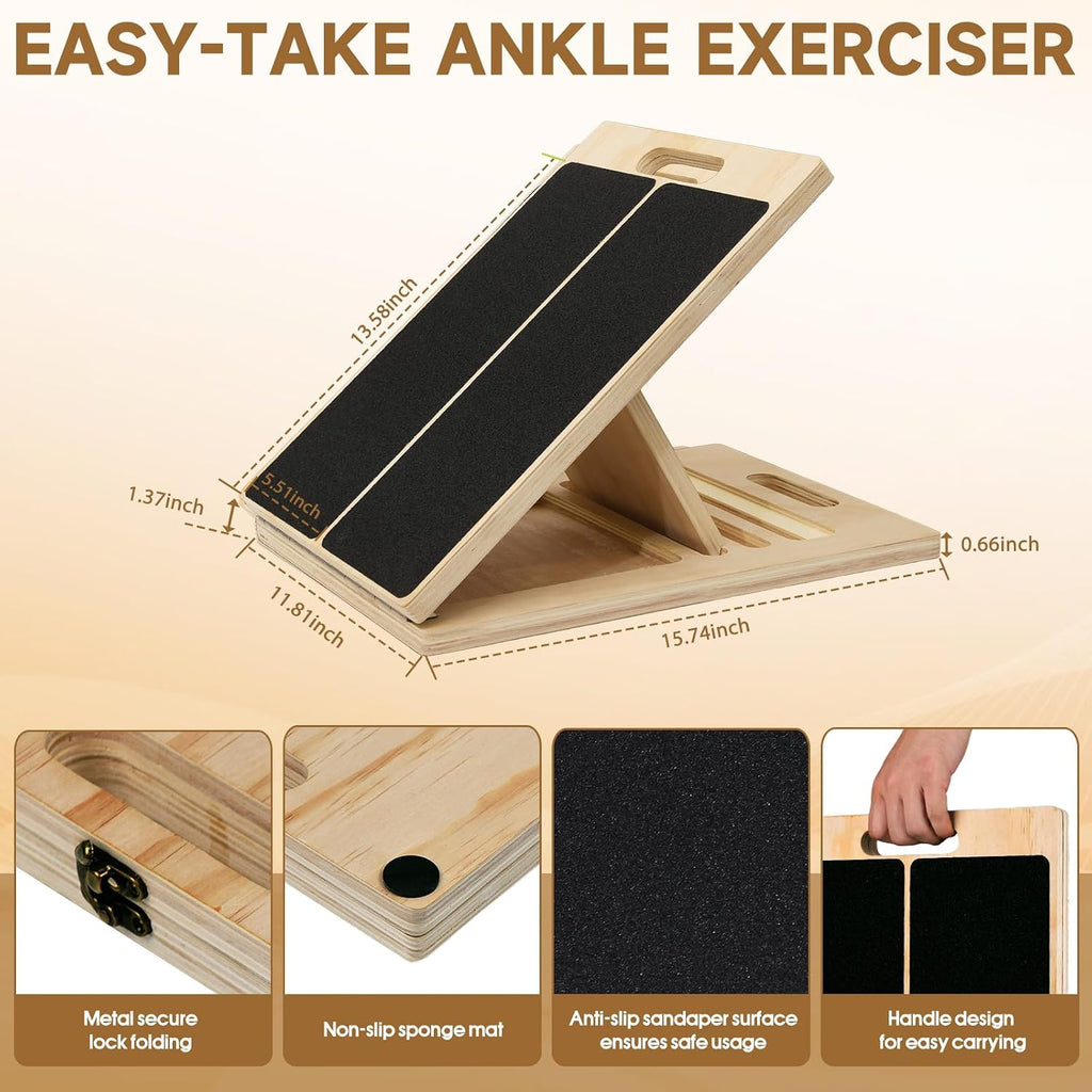 5-Level Wooden Calf Stretch Incline Board – Physical Therapy & Mobility