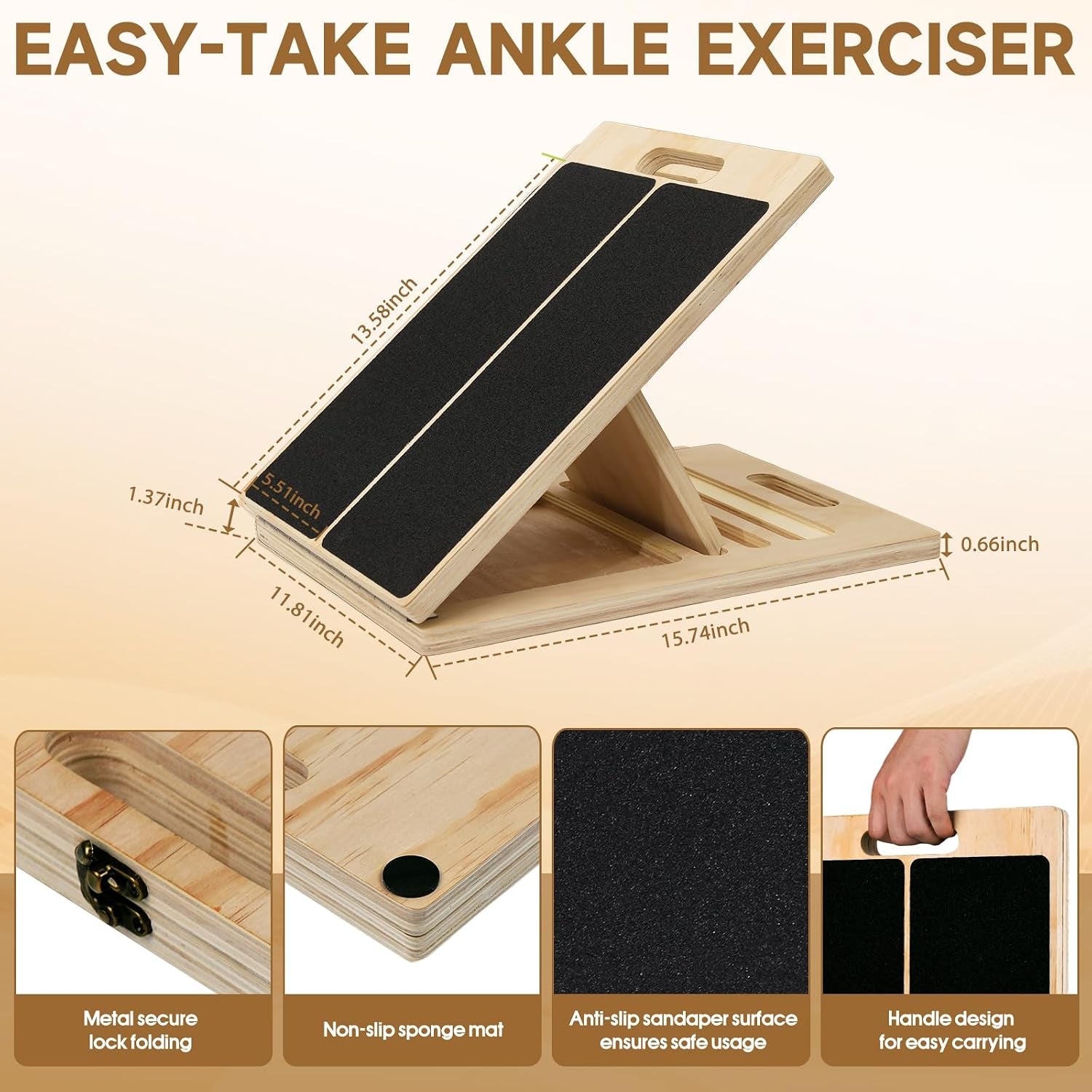 5-Level Wooden Calf Stretch Incline Board – Physical Therapy & Mobility