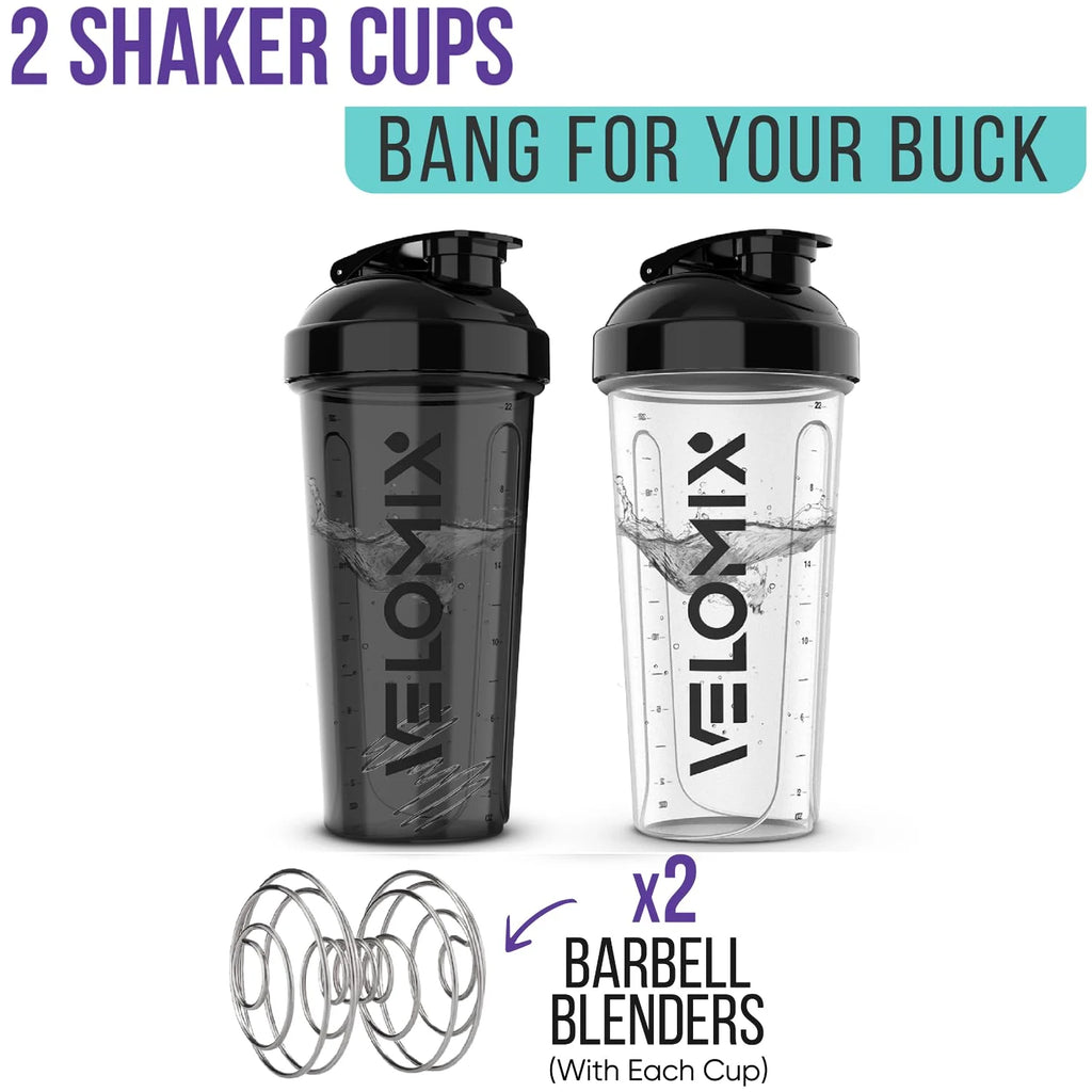 Leak-Proof Protein Shaker Bottles with Wire Whisk Ball, 2-Pack