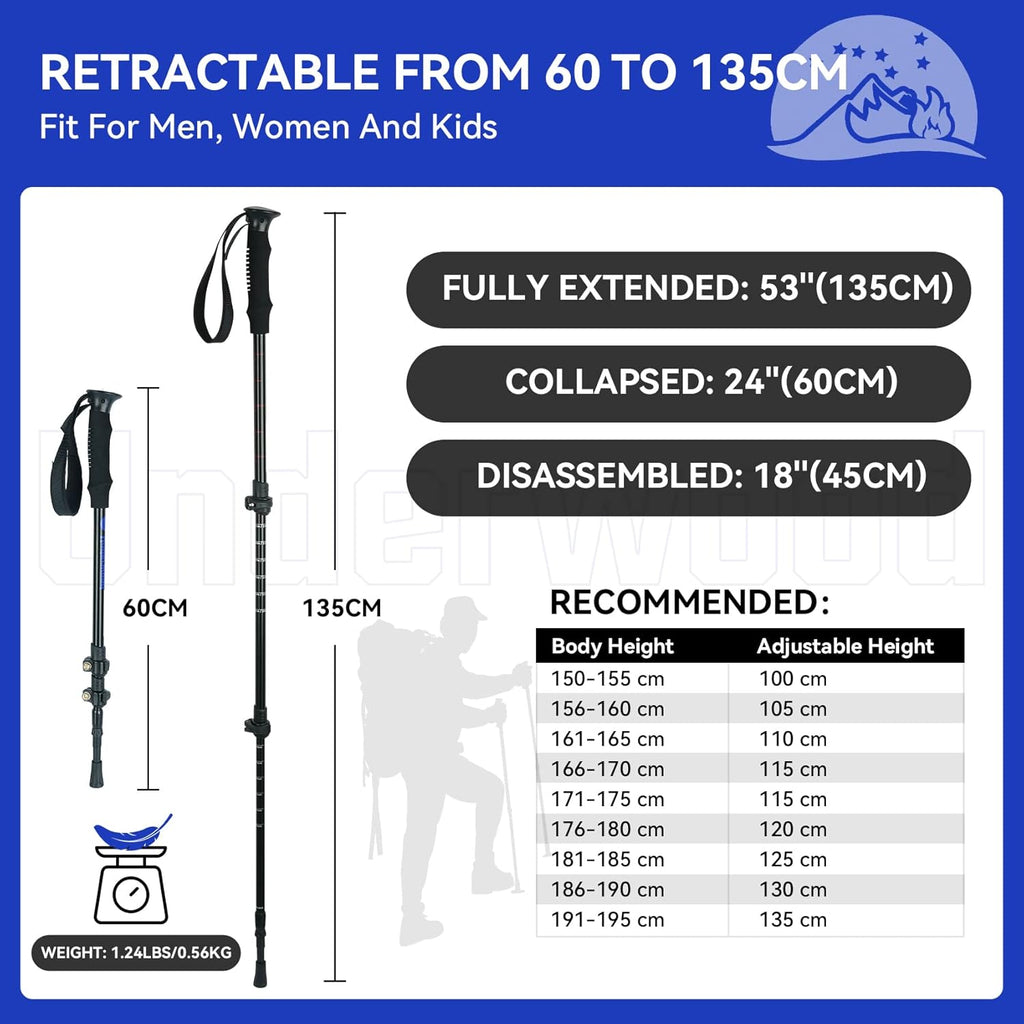 Collapsible Aluminum Trekking Poles – Lightweight Adjustable Hiking Sticks