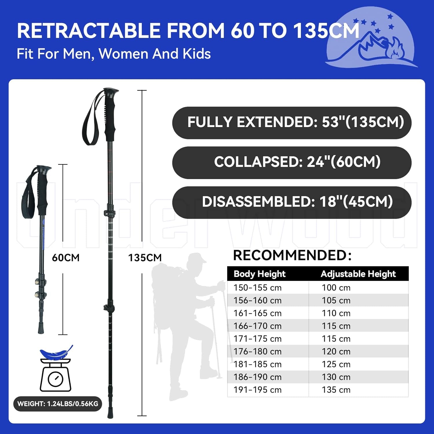 Collapsible Aluminum Trekking Poles – Lightweight Adjustable Hiking Sticks
