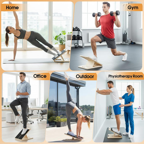 5-Level Wooden Calf Stretch Incline Board – Physical Therapy & Mobility