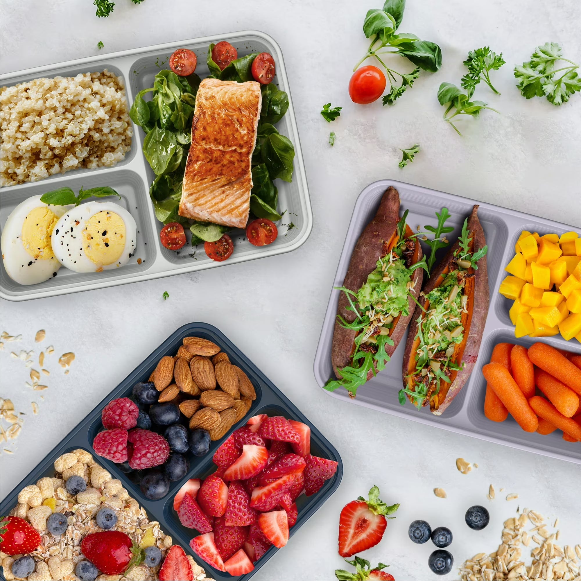 3-Compartment Meal Prep Containers for Gym Nutrition