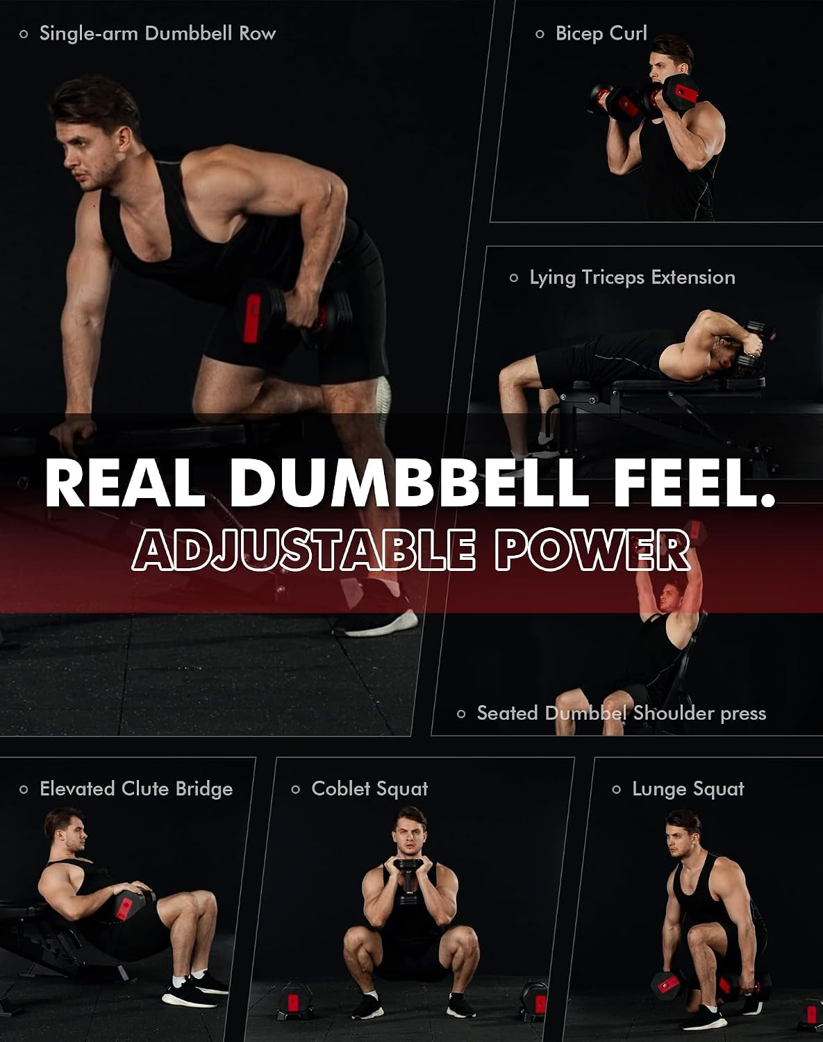 6-In-1 Adjustable Dumbbell Set (26.5Lb Pair) – Space-Saving Home Gym