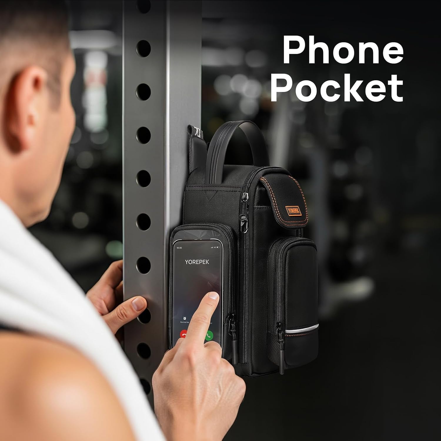 Magnetic Insulated Gym Bottle Carrier with Phone Pouch