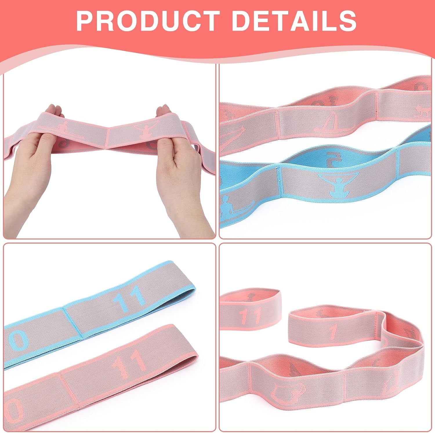 Elastic Stretching Strap with Loops for Yoga & Physical Therapy