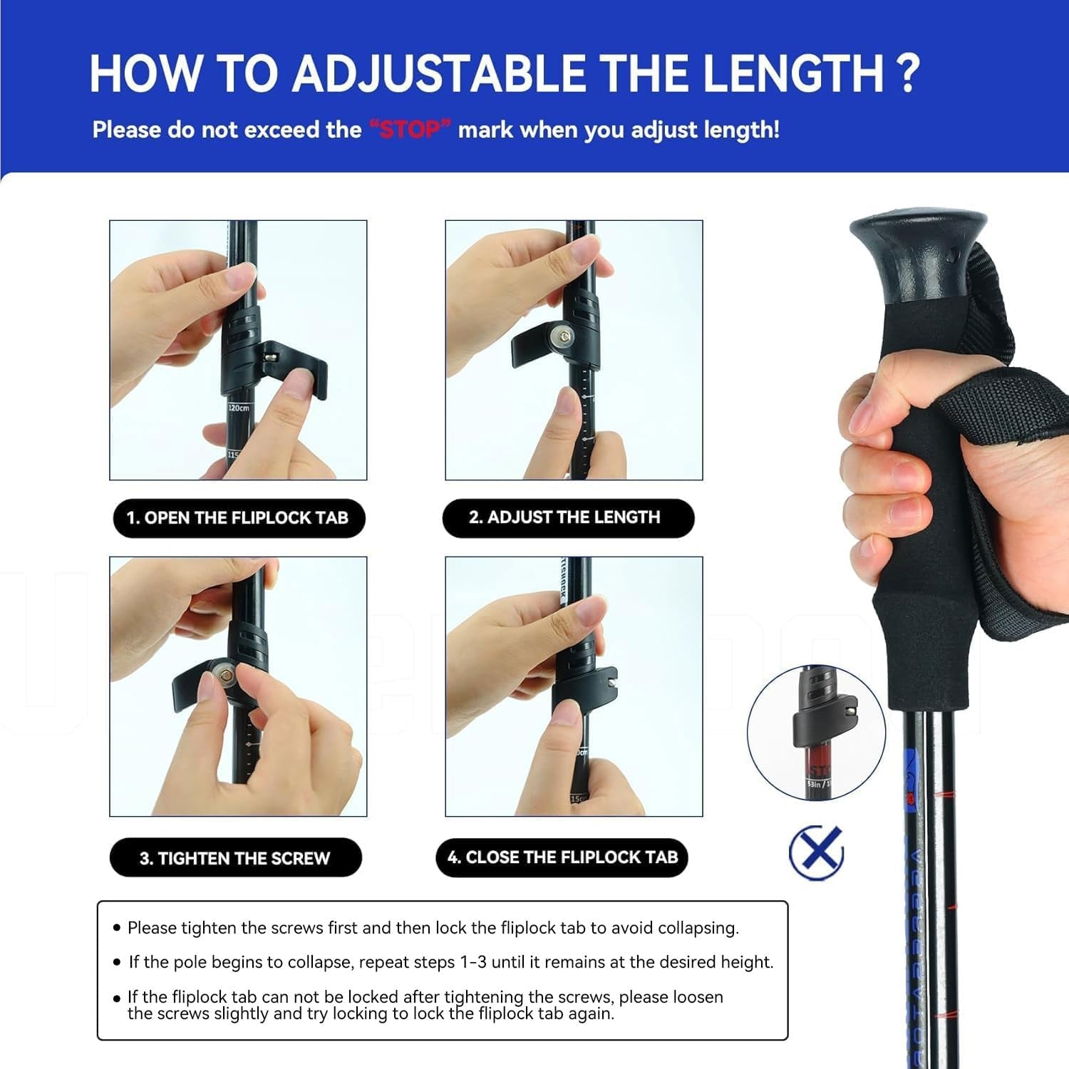 Collapsible Aluminum Trekking Poles – Lightweight Adjustable Hiking Sticks
