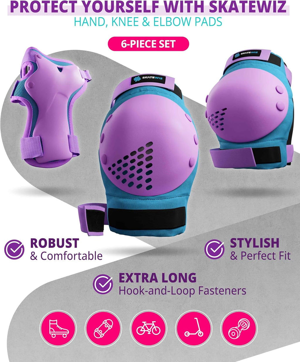 6-Piece Skate Protective Gear Set – Knee, Elbow & Wrist Guards